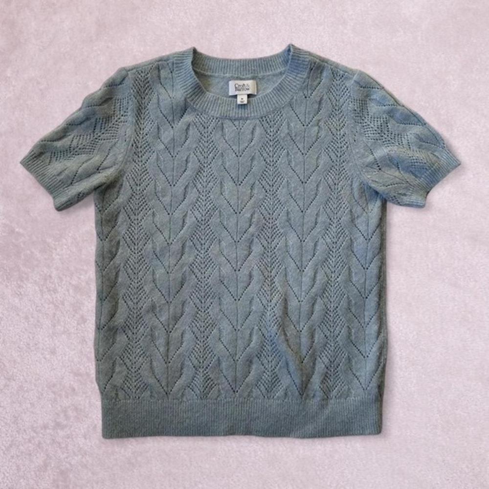 Croft &‎ Barrow blue cable knit short sleeve top